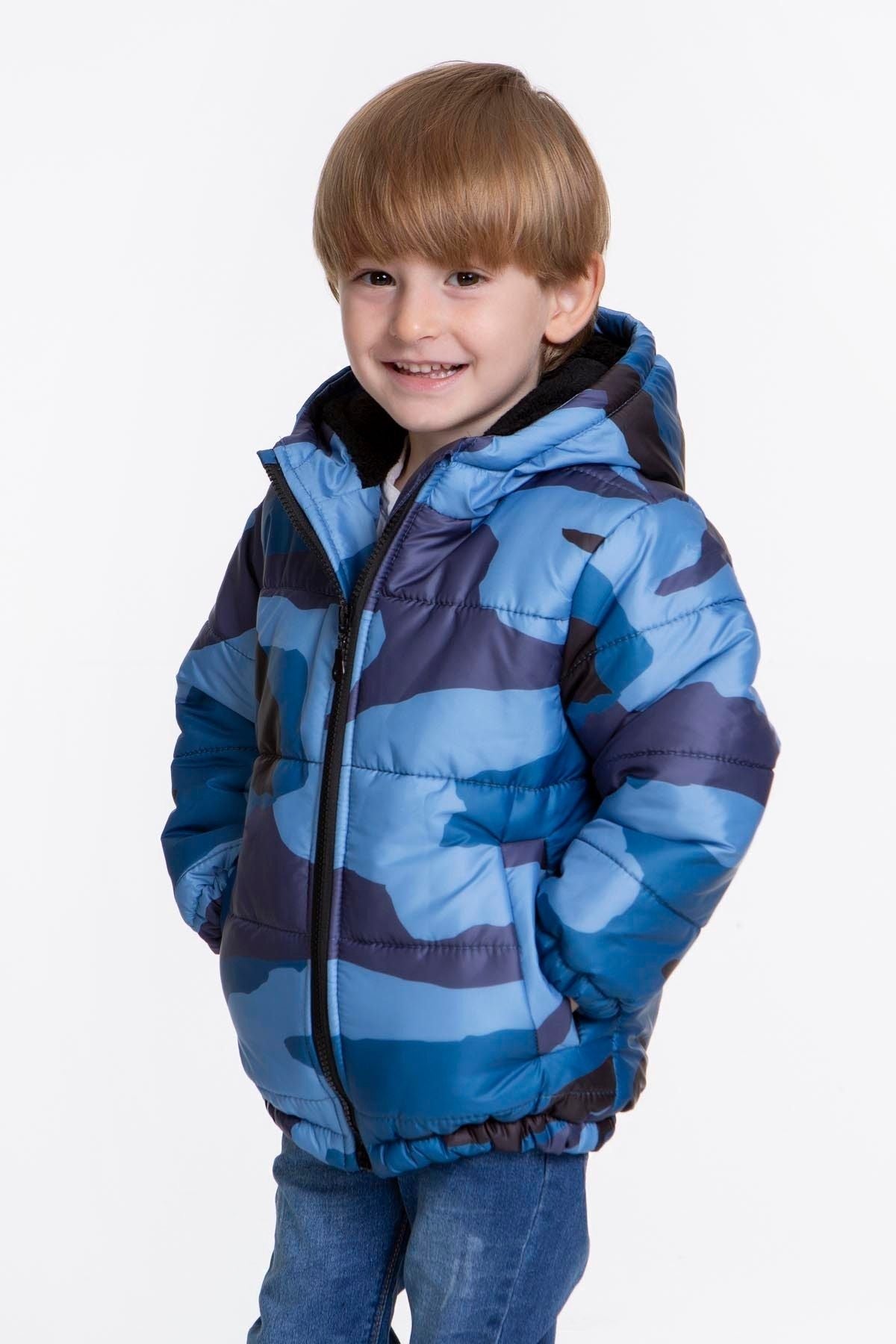 Kids Boy's Camouflage Patterned Hat Coat with Welsoft Inside AK2510