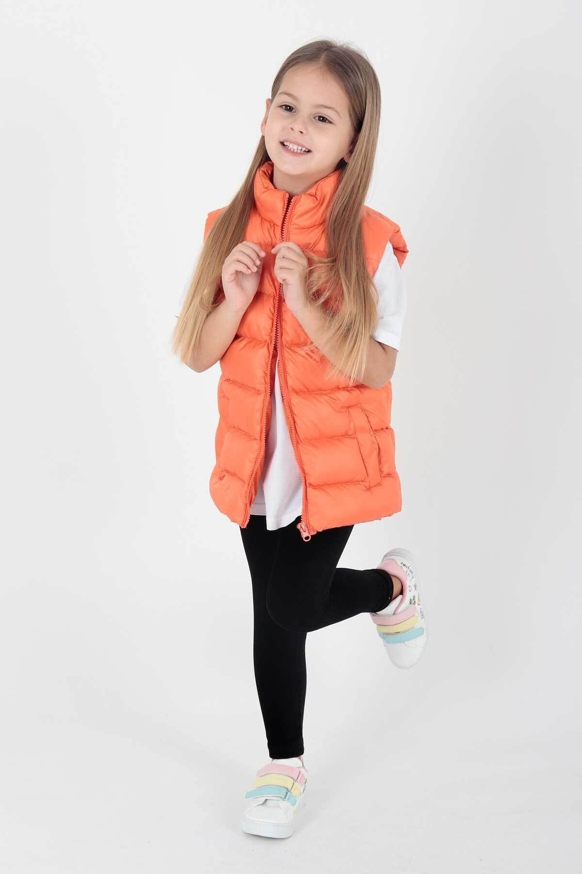 Girl's Embroidered Trendy Patterned Inflatable Vest without Hood Ak216869