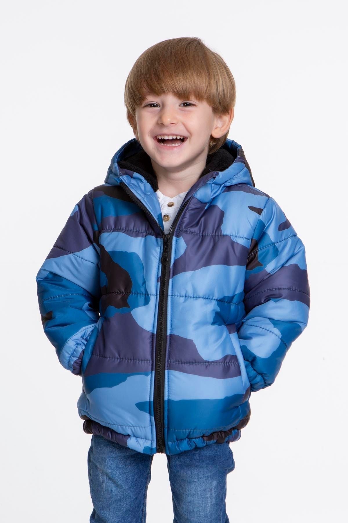 Kids Boy's Camouflage Patterned Hat Coat with Welsoft Inside AK2510