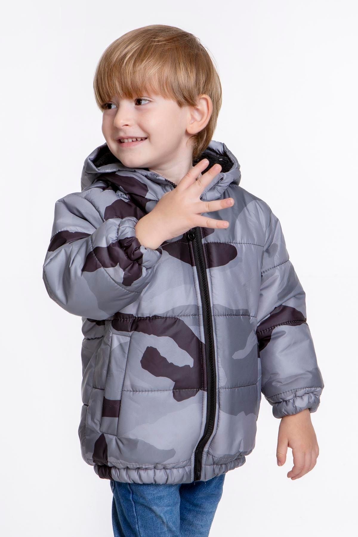 Kids Boy's Camouflage Patterned Hat Coat with Welsoft Inside AK2510