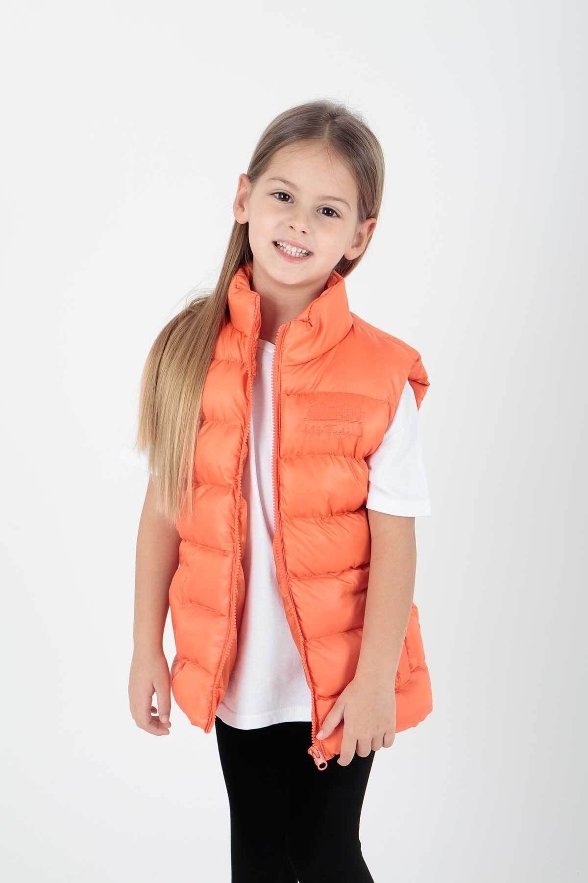 Girl's Embroidered Trendy Patterned Inflatable Vest without Hood Ak216869