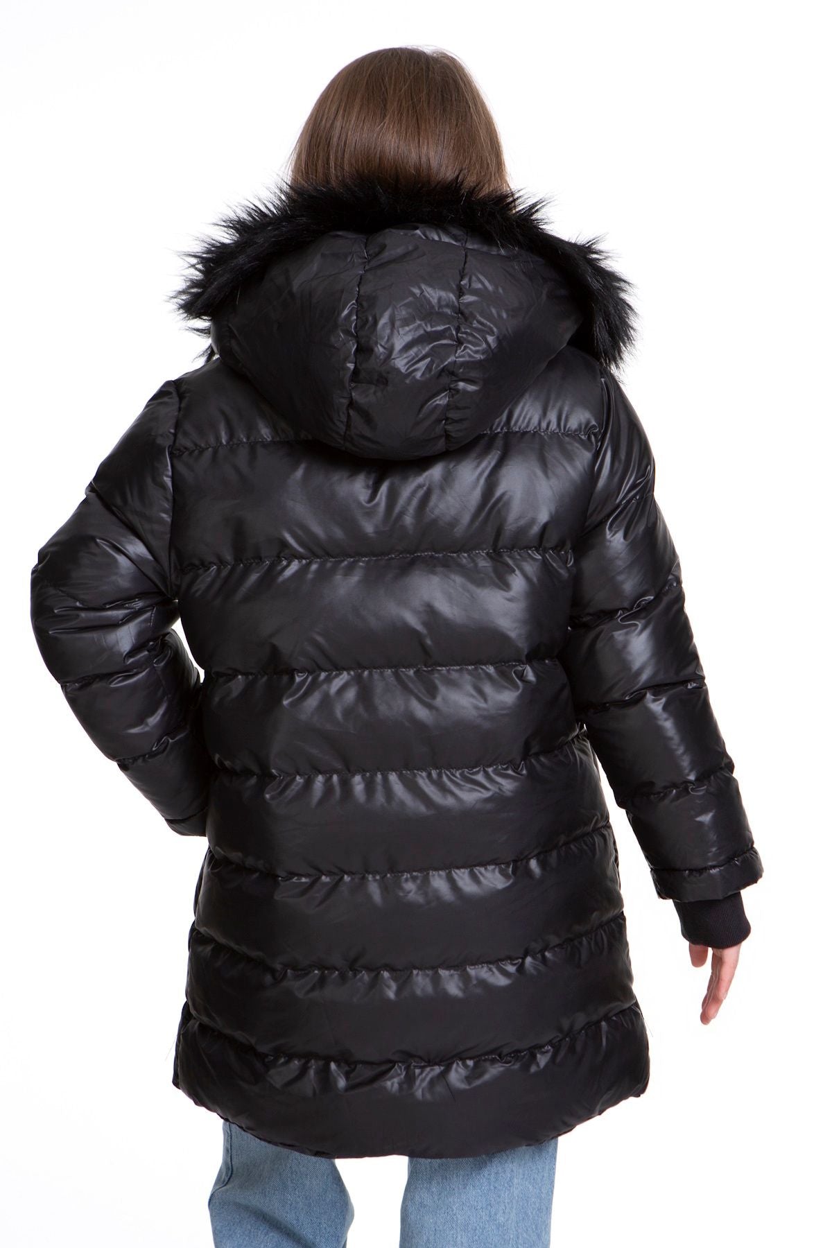 Girl's Plush Trend Inflatable Coat with Fur Welsoft Ak2508