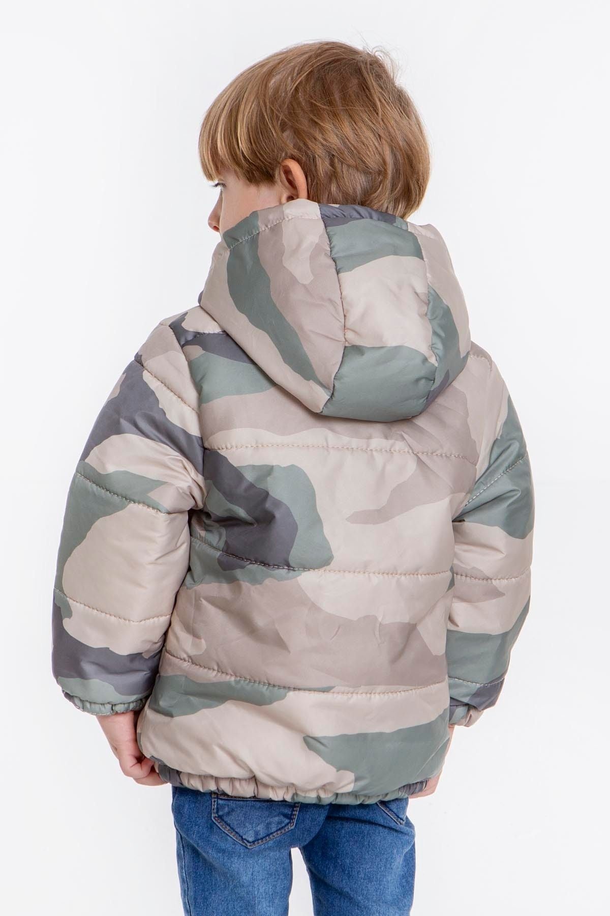 Kids Boy's Camouflage Patterned Hat Coat with Welsoft Inside AK2510