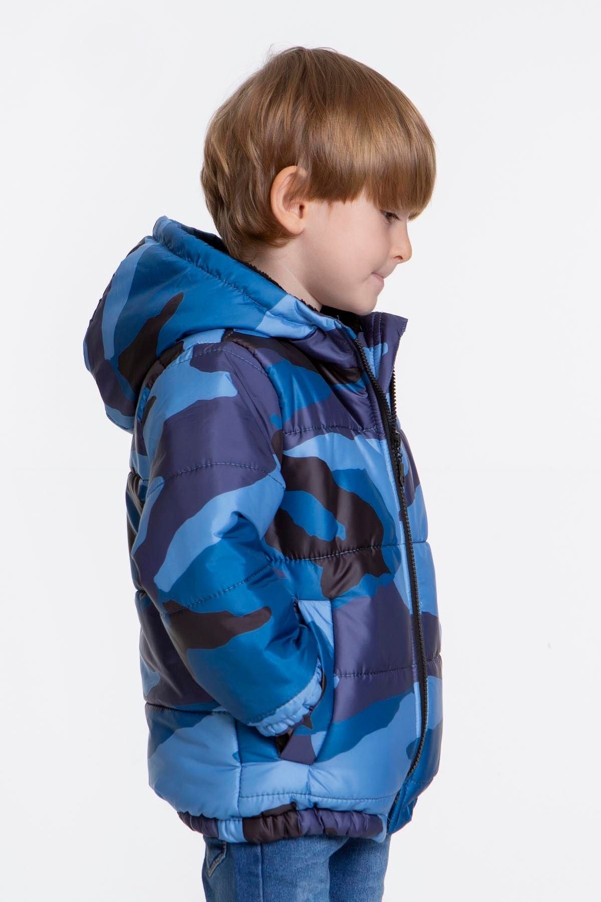 Kids Boy's Camouflage Patterned Hat Coat with Welsoft Inside AK2510