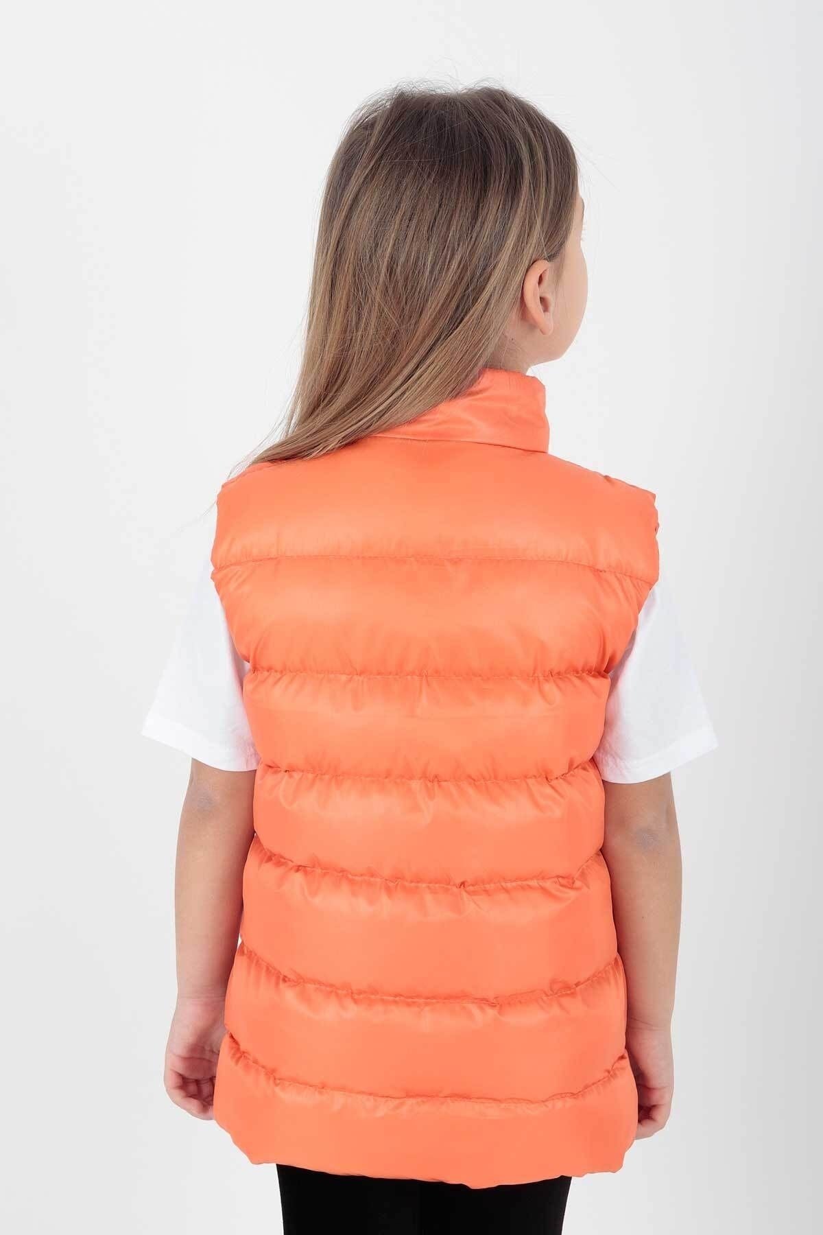 Girl's Embroidered Trendy Patterned Inflatable Vest without Hood Ak216869