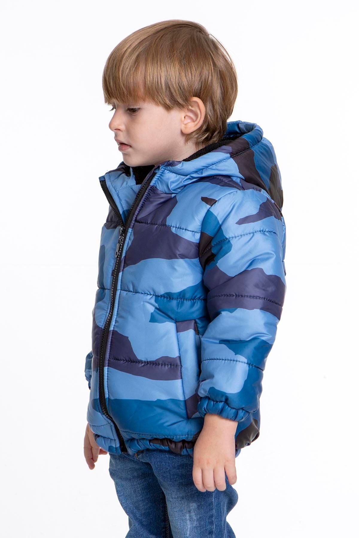 Kids Boy's Camouflage Patterned Hat Coat with Welsoft Inside AK2510