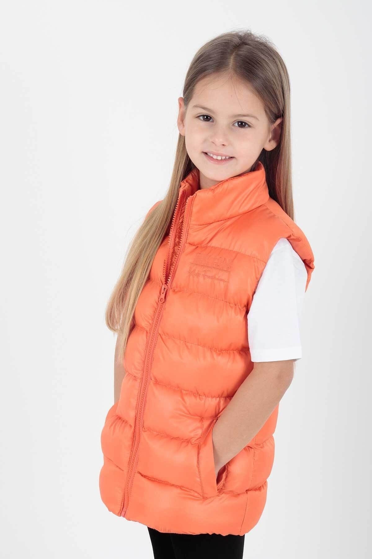 Girl's Embroidered Trendy Patterned Inflatable Vest without Hood Ak216869