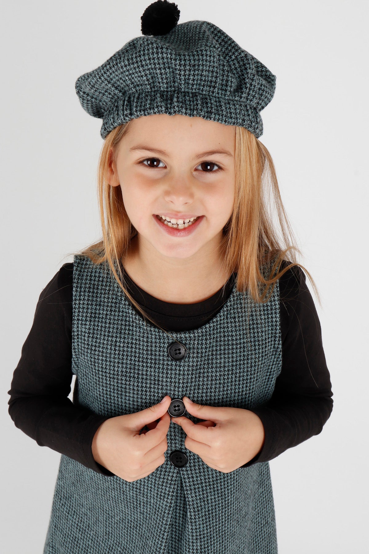 Girl's Button Detailed Badili Hat Dress Ak2403