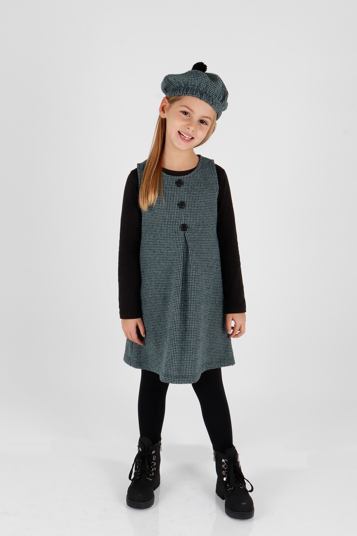 Girl's Button Detailed Badili Hat Dress Ak2403